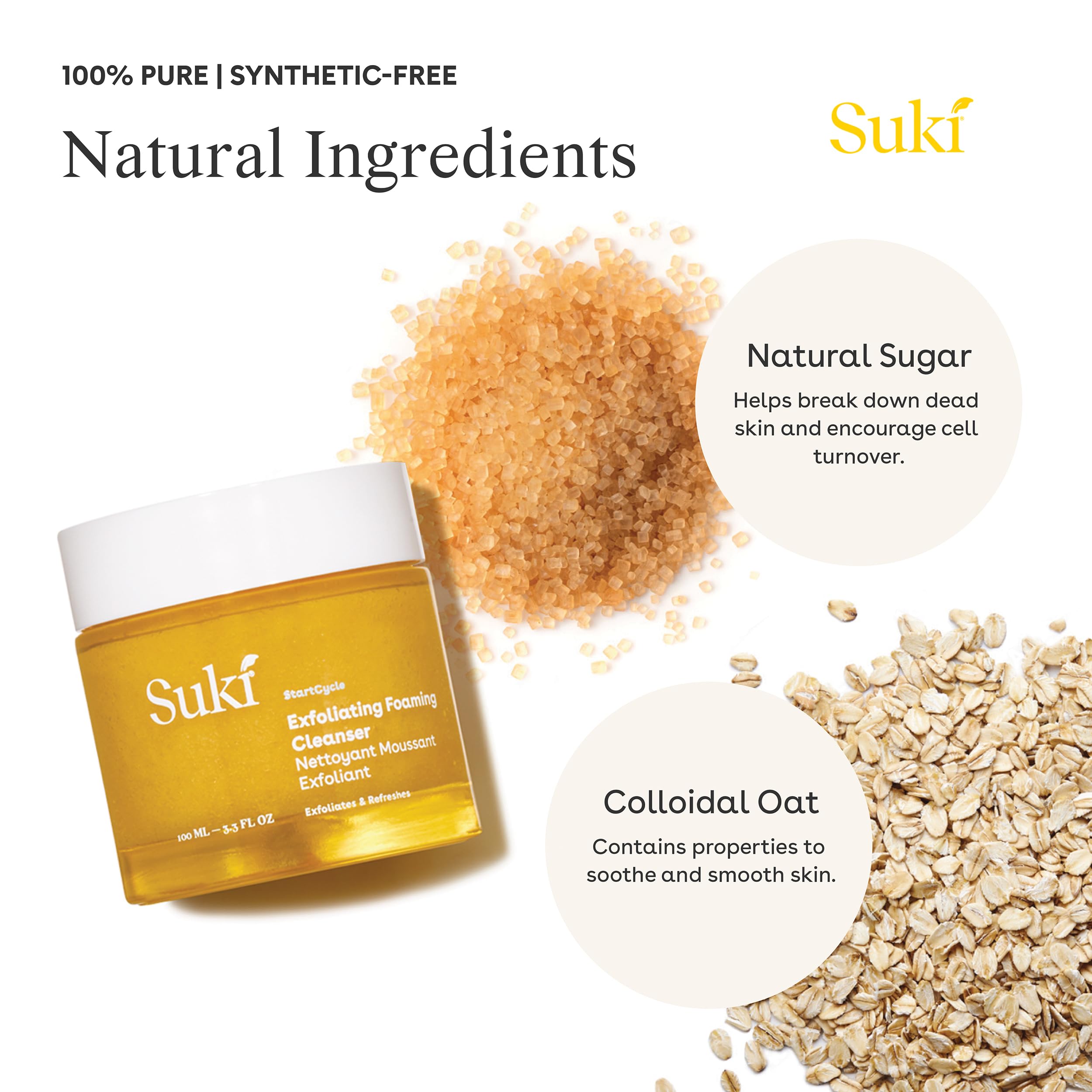 Suki Skincare Exfoliate Foaming Cleanser with squalane for hydrated skin during use