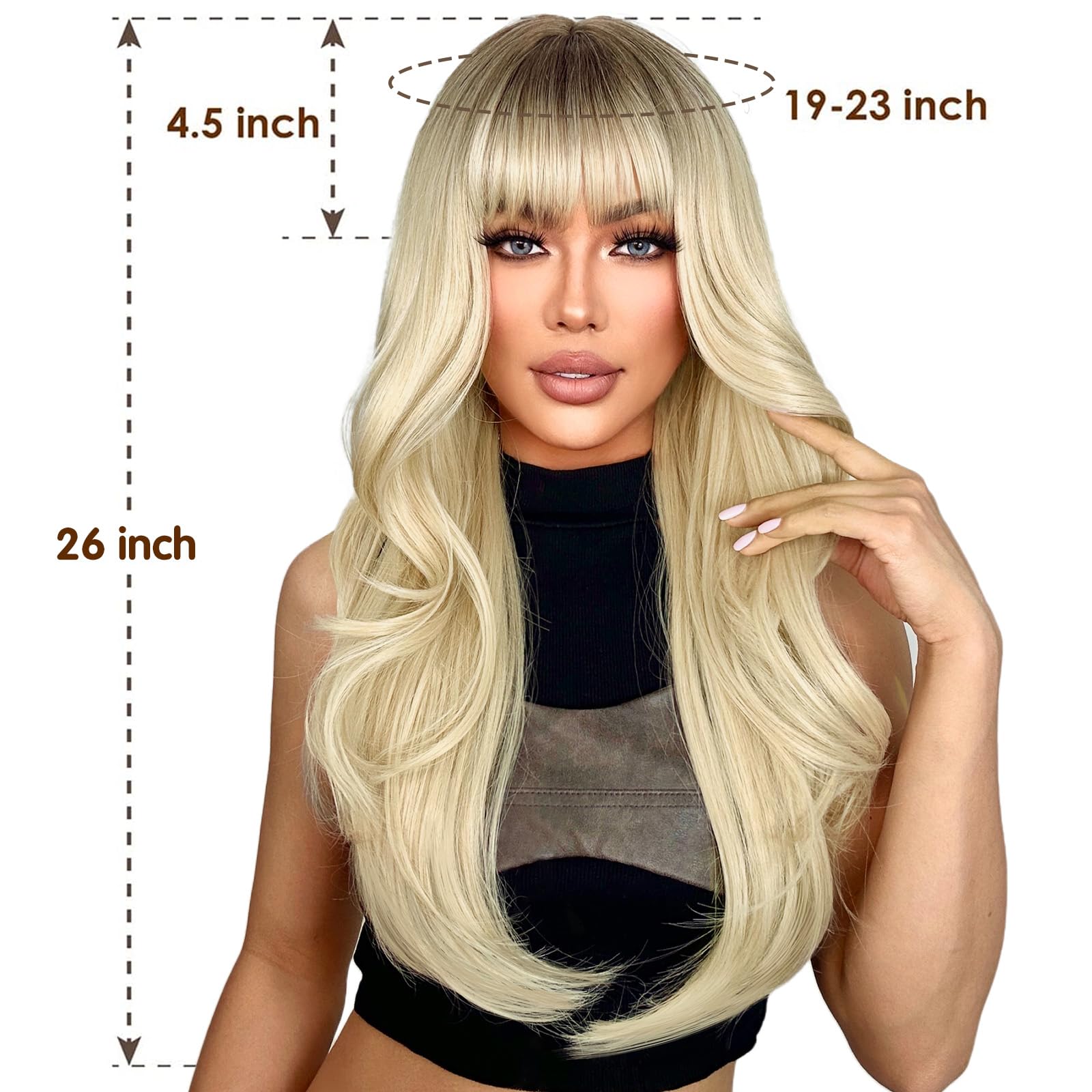 SUKRI ombre roots wig shows black roots and color depth