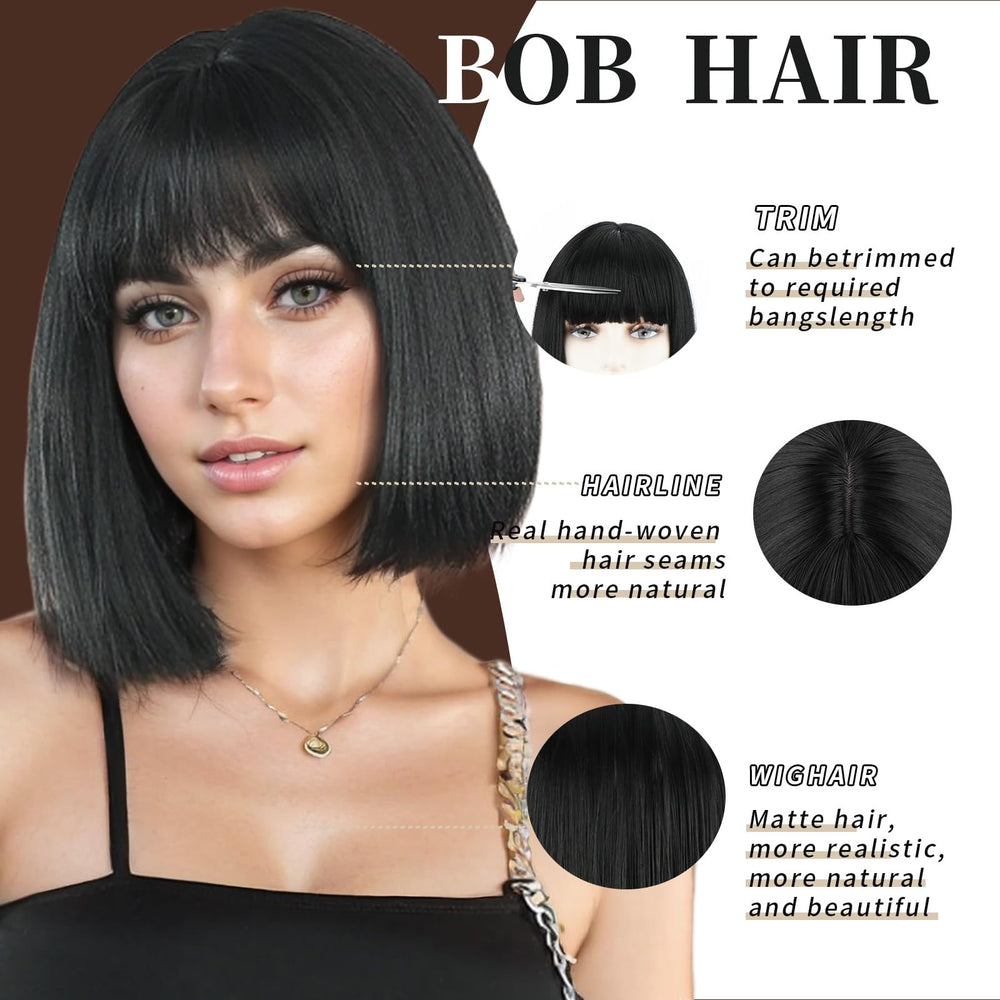 SUKRI wedding-ready black bob wig showcases elegant style for special events.