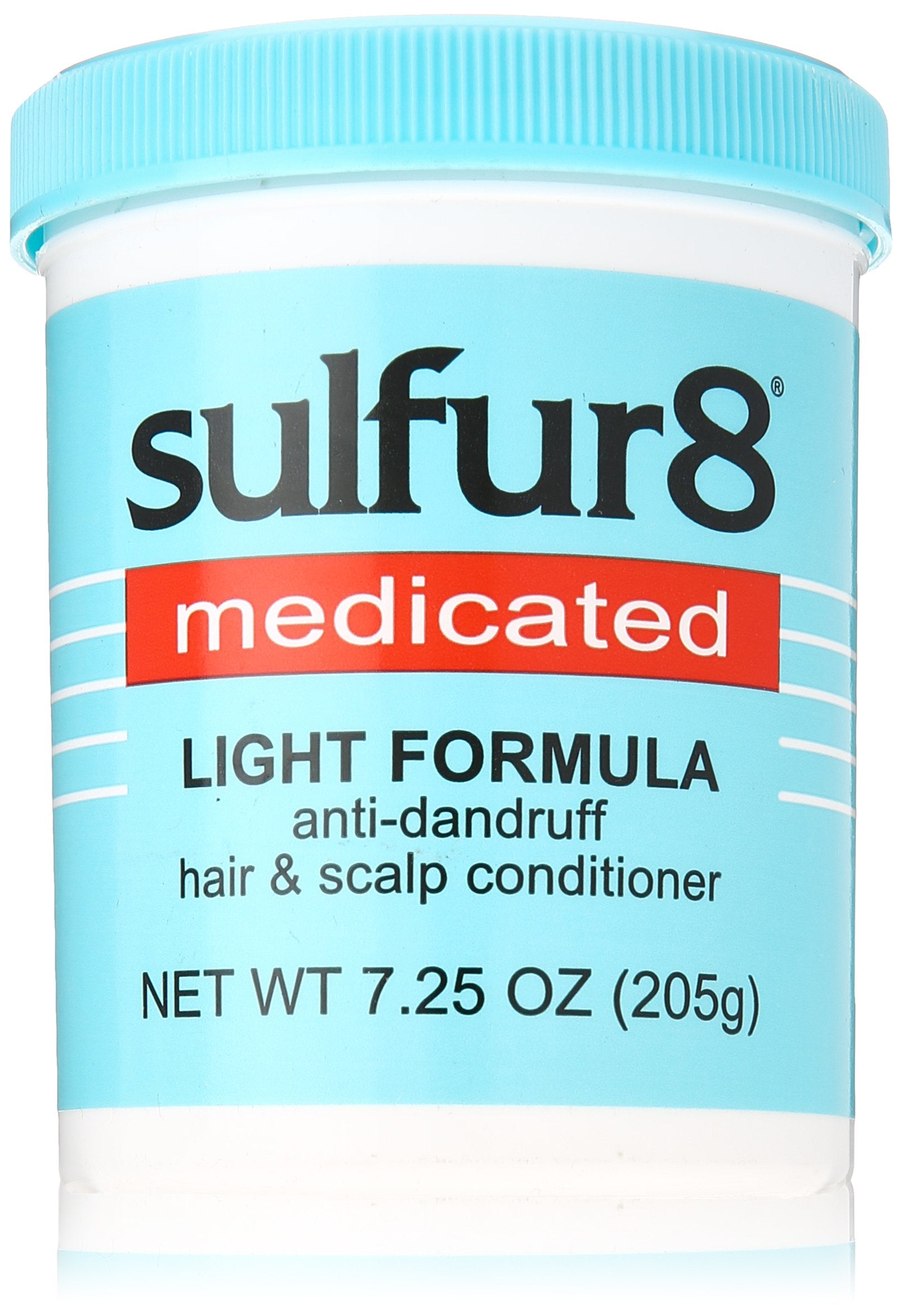 Sulfur 8 medicated light formula conditioner bottle illustrates lightweight scalp conditioning.