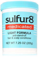 Sulfur 8 medicated light formula conditioner bottle illustrates lightweight scalp conditioning.