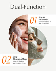 SU:M One Minute Clay Mask green clay drawing out impurities for smoother skin.