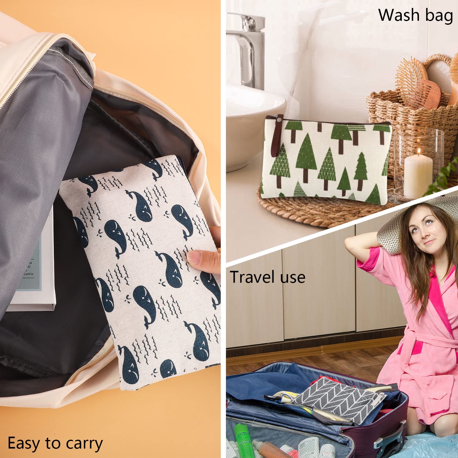SUMAJU canvas cosmetic bag pattern 7 proves durable, washable fabric for daily use.