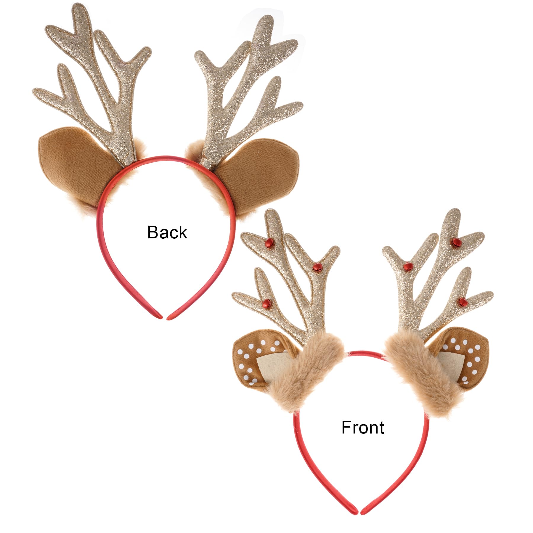 SUMERSHA Christmas Reindeer Antlers Headband worn on head for a playful comfortable party look.