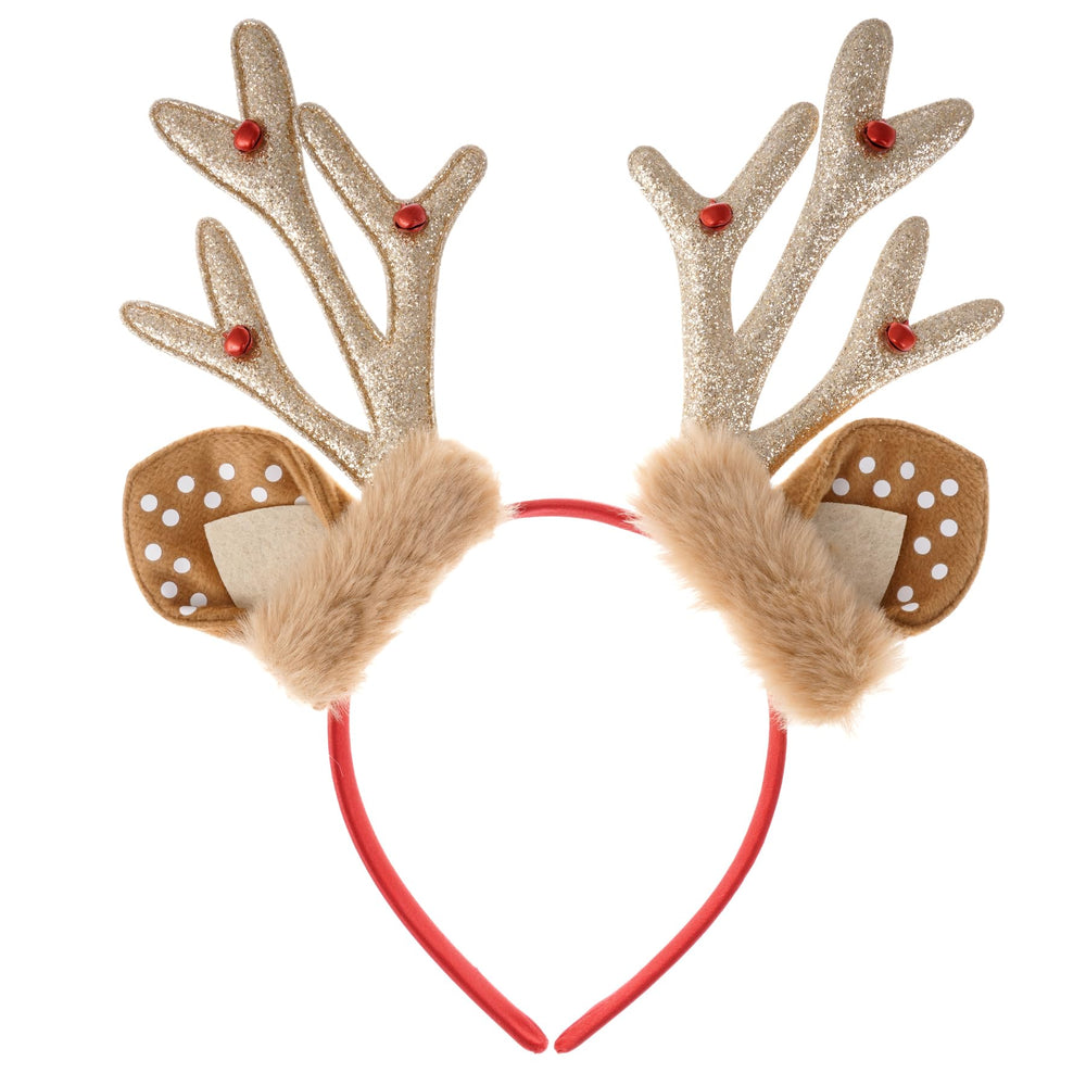 SUMERSHA Christmas Reindeer Antlers Headband with bells adds festive sparkle for holiday parties.