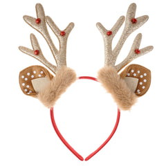 SUMERSHA Christmas Reindeer Antlers Headband with bells adds festive sparkle for holiday parties.