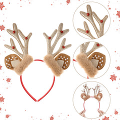 SUMERSHA Reindeer Antlers Headband on head during festivities for a whimsical holiday vibe.