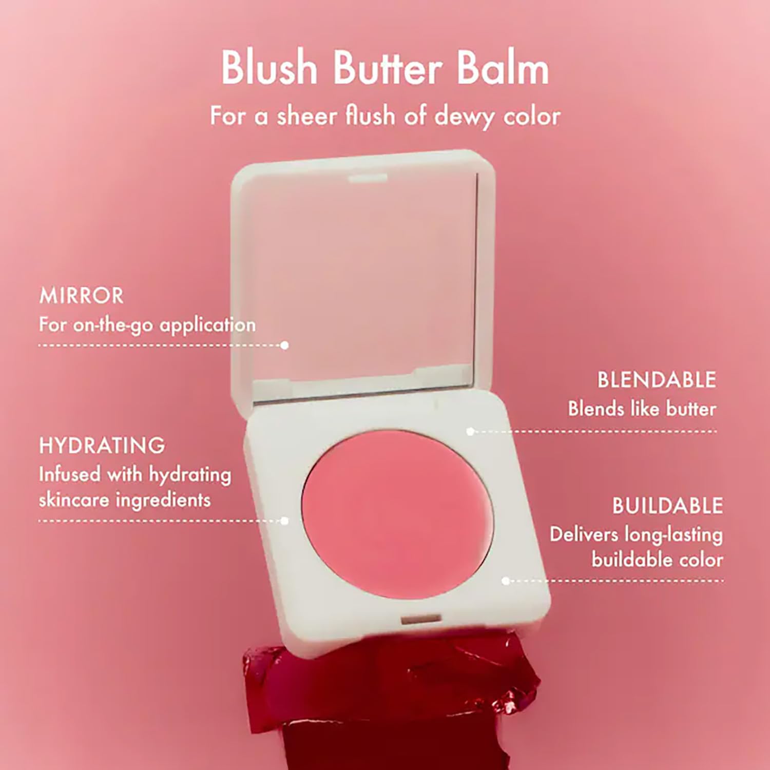 Creamy texture swirl of Summer Fridays Blush Butter Balm for easy blending