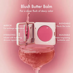 Summer Fridays Blush Butter Balm swatch on cheek for dewy color