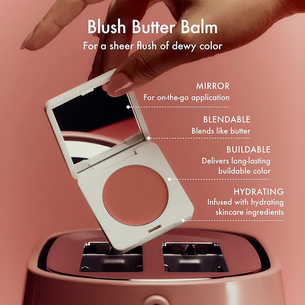 Summer Fridays Blush Butter Balm swatch on skin showing sheer color and hydration