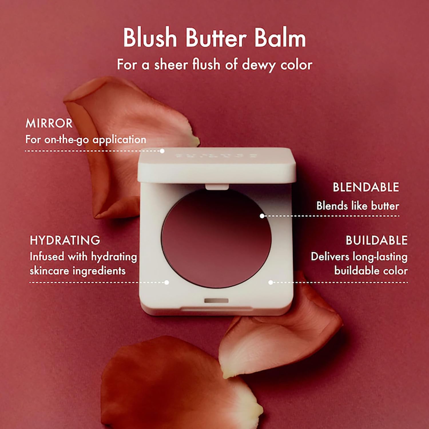 Summer Fridays Blush Butter Balm swirl on cheek shows dewy flush and sheer coverage