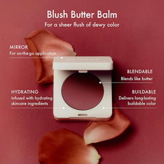 Summer Fridays Blush Butter Balm swirl on cheek shows dewy flush and sheer coverage