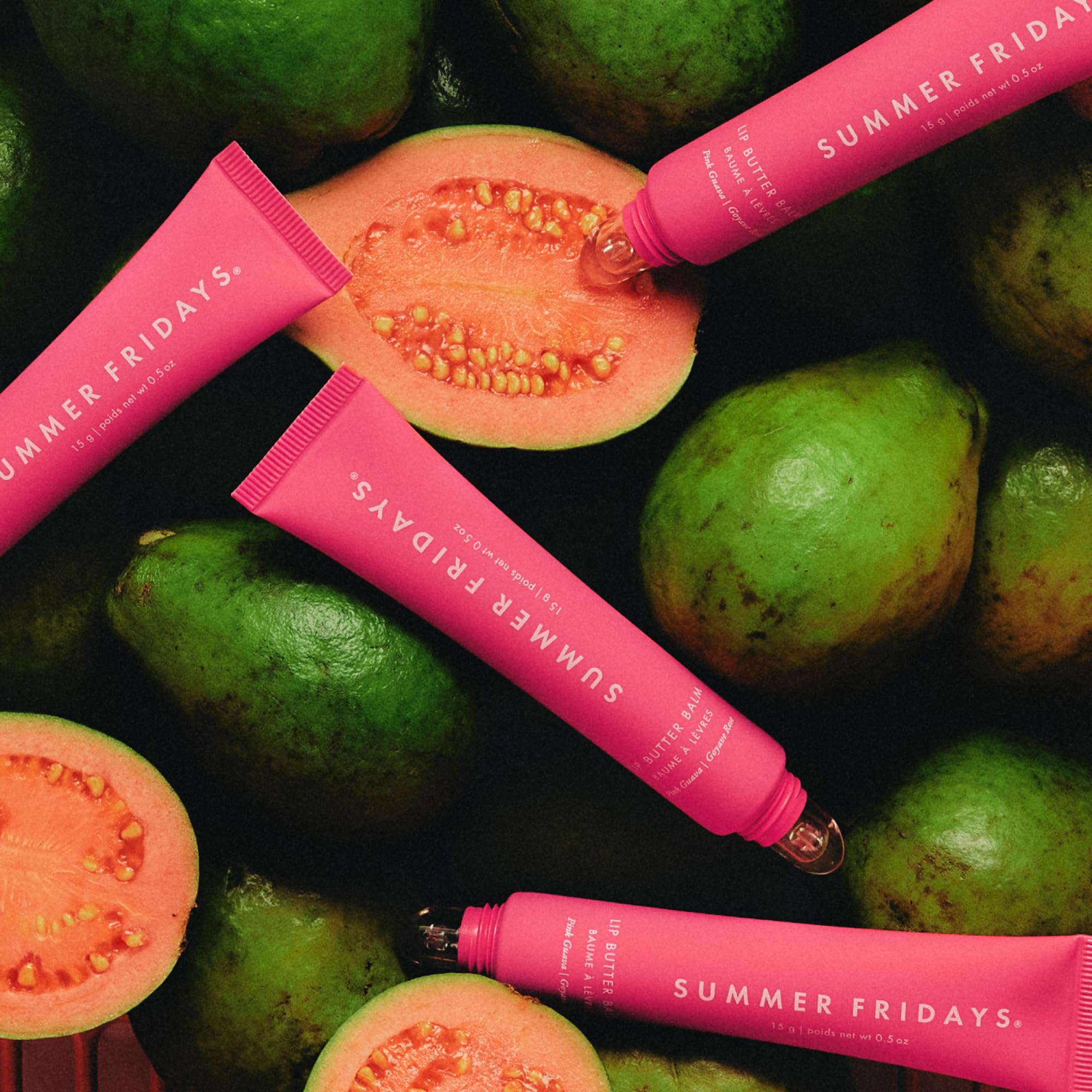 Summer Fridays Pink Guava lip balm delivers healthy-looking lips.