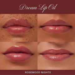 Summer Fridays Dream Lip Oil Rosewood Nights wand application on lips for soft moisture