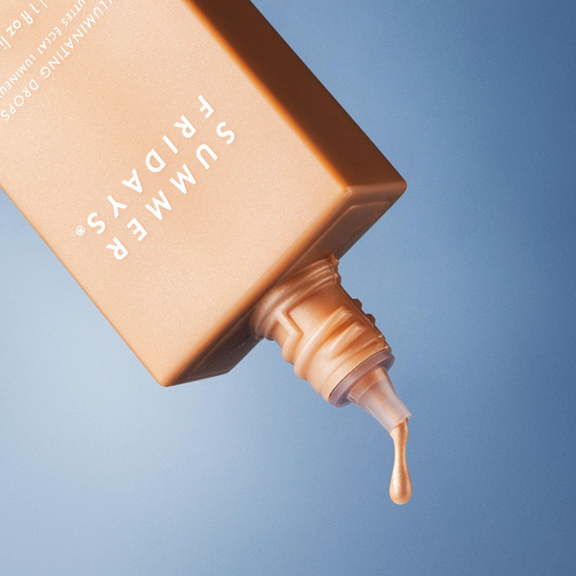 Summer Fridays Illuminating Drops applied beneath makeup for radiant, even skin.