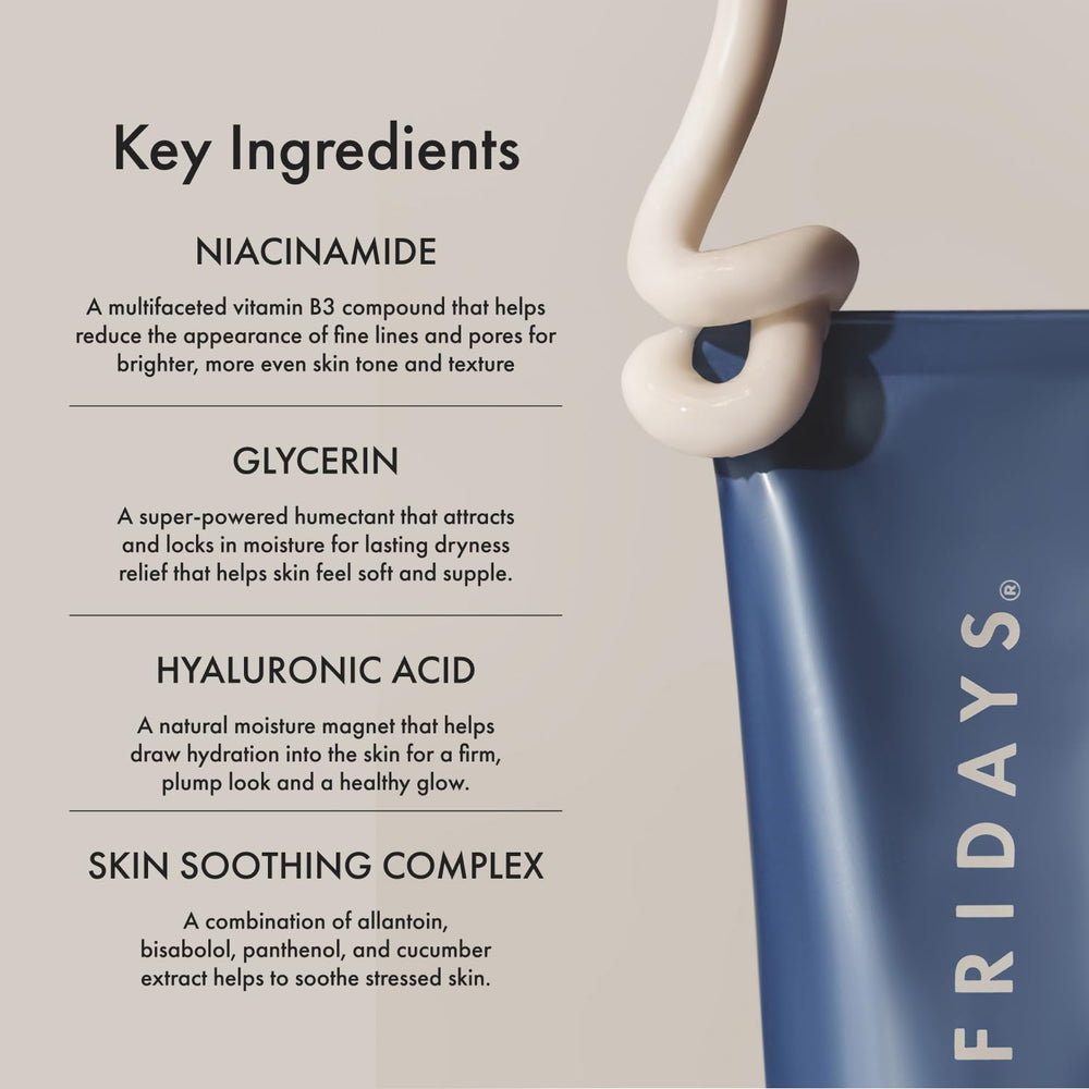 Ingredients background for Jet Lag Mask emphasizing glycerin and hyaluronic acid hydration