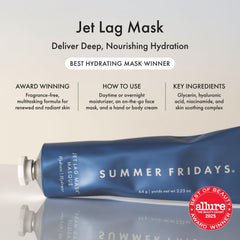 Summer Fridays Jet Lag Mask jar open showing creamy texture for moisture