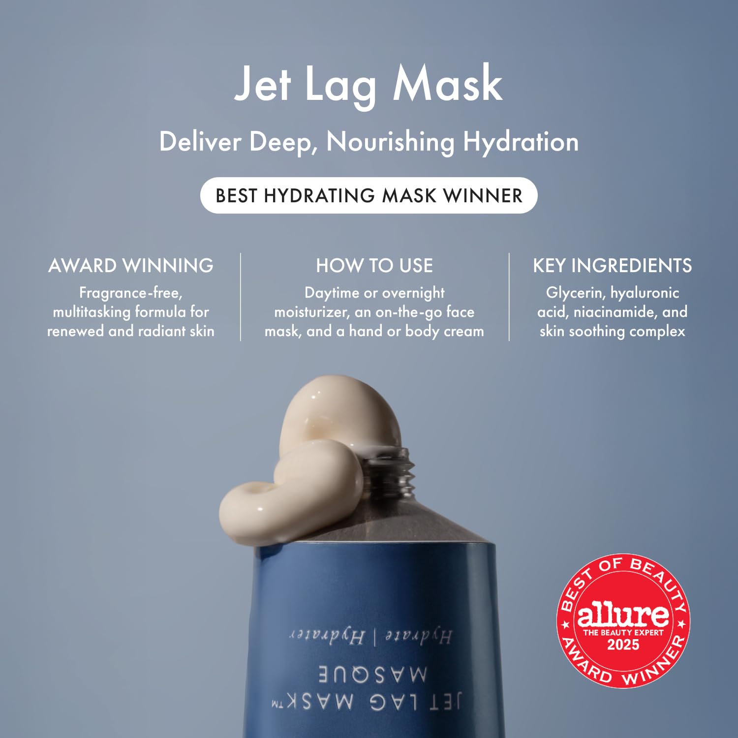Jet Lag Mask Mini jar closeup reveals creamy texture ready for application