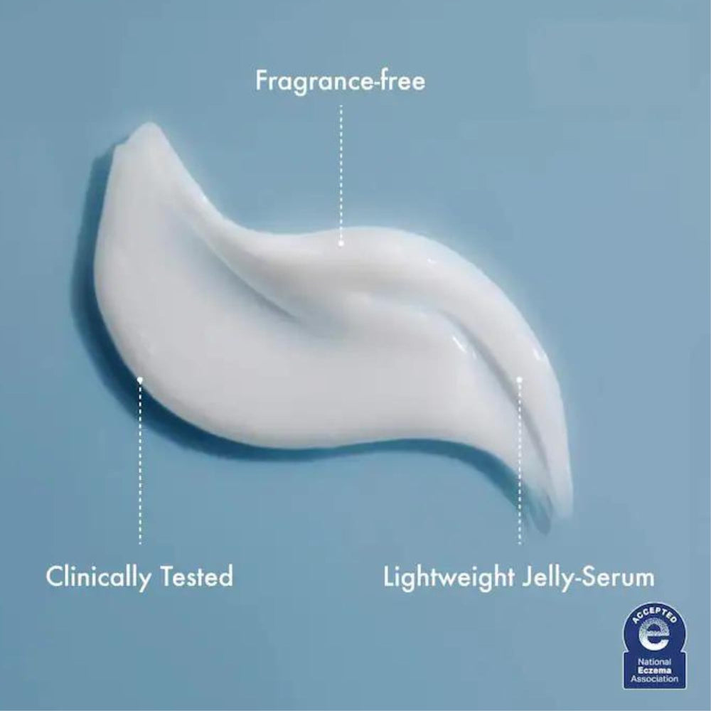 Jet Lag Serum swatch demonstrates silky, non-greasy finish on skin