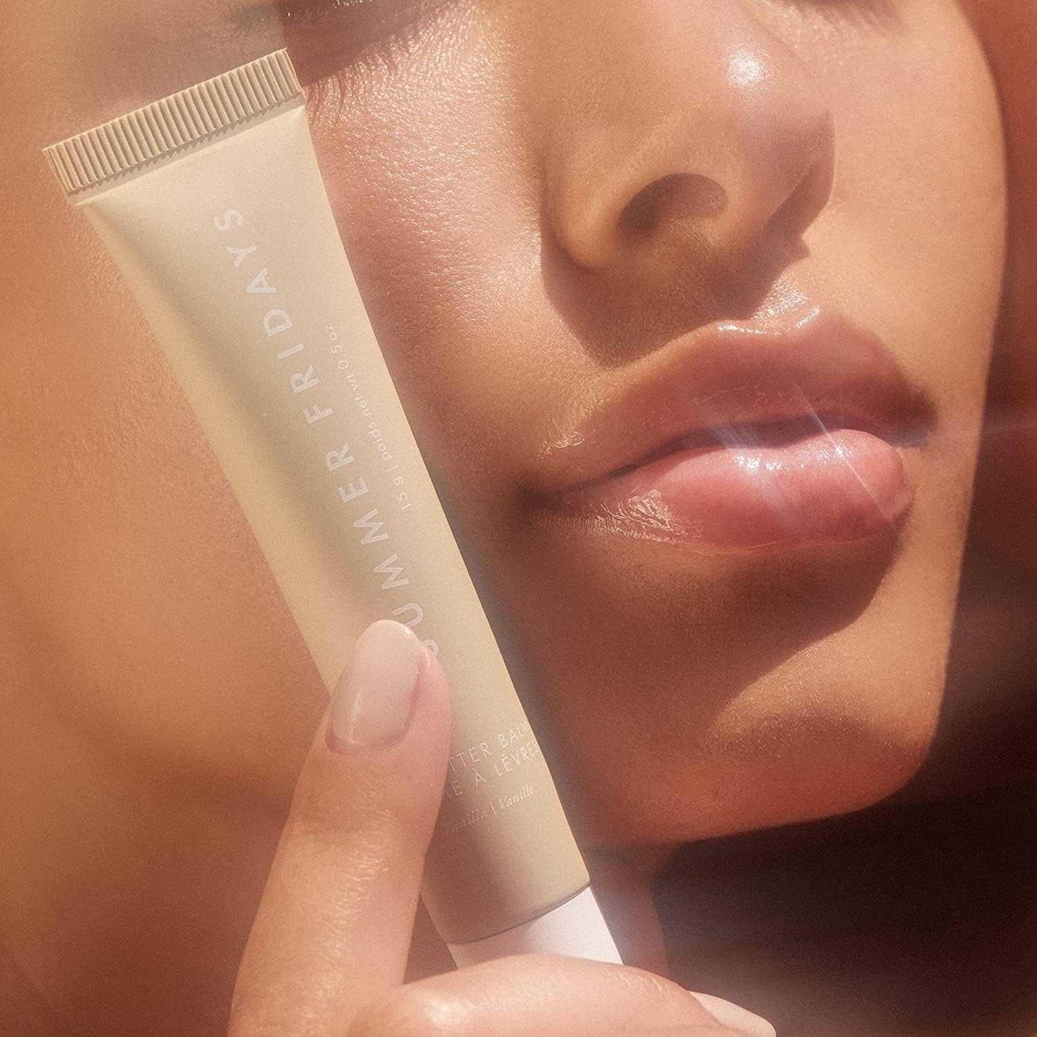 Summer Fridays Lip Butter Balm used at night suggests overnight nourishment.