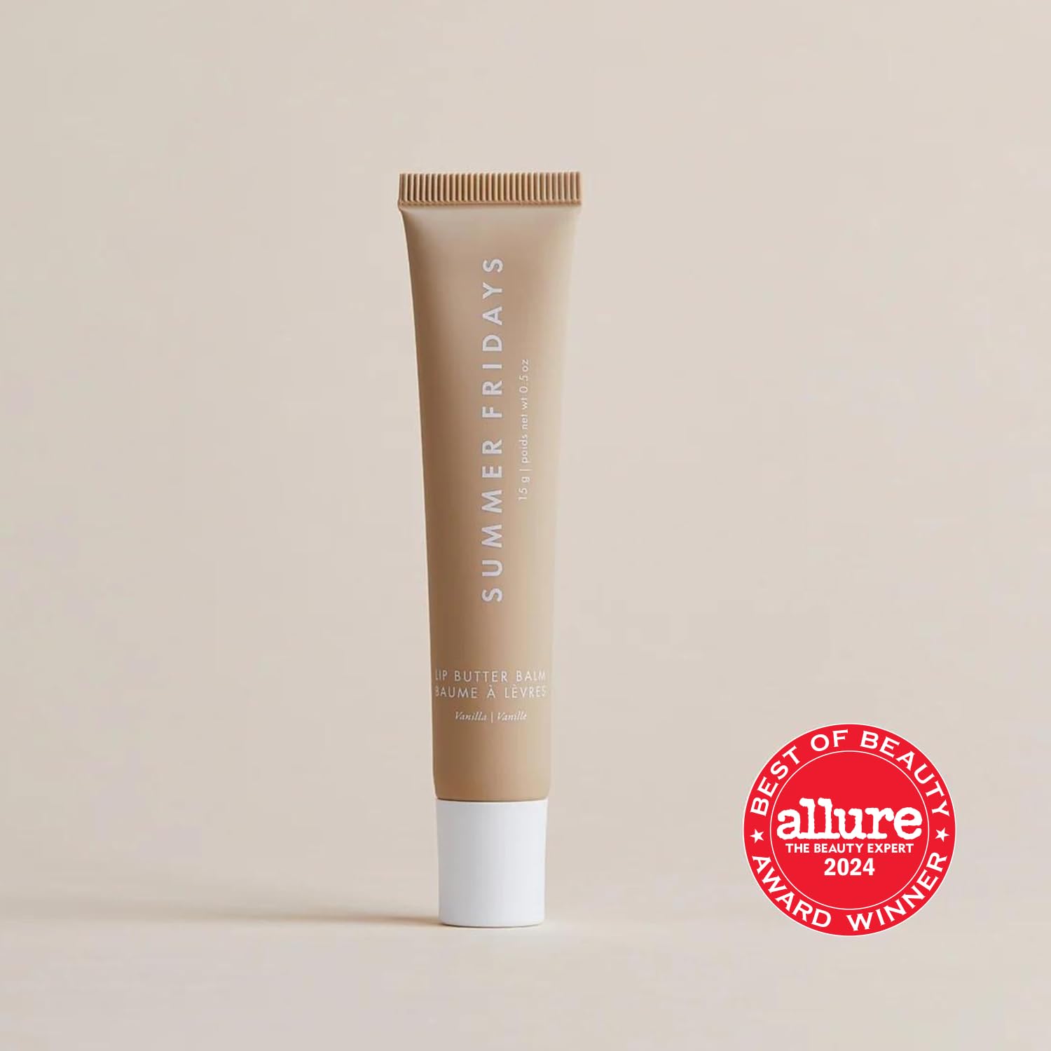 Summer Fridays Lip Butter Balm swatch reveals a sheer vanilla tint.
