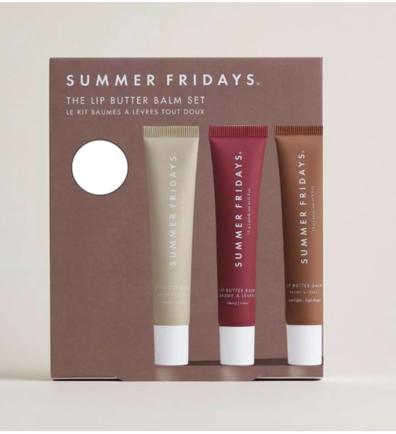 Summer Fridays Lip Butter Balm Trio in Vanilla, Vanilla Beige, Brown Sugar for nourishing moisture