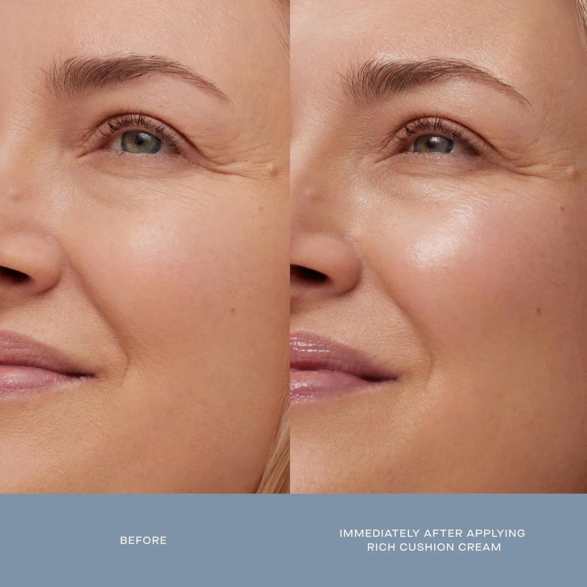Summer Fridays Rich Cushion Face Cream on hand demonstrates easy, even application