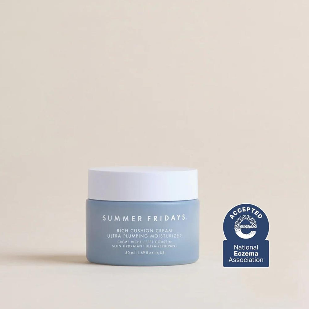 Summer Fridays Rich Cushion Face Cream texture swirl suggesting plush, plumping finish