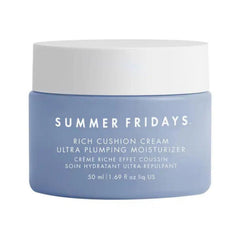 Summer Fridays Rich Cushion Face Cream tub closeup highlighting rich texture for lasting hydration