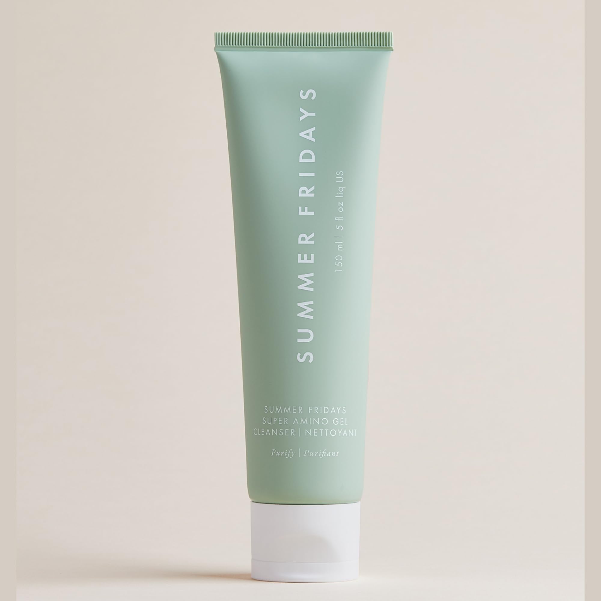 Summer Fridays Super Amino Gel Cleanser lather-closeup reveals creamy gel texture