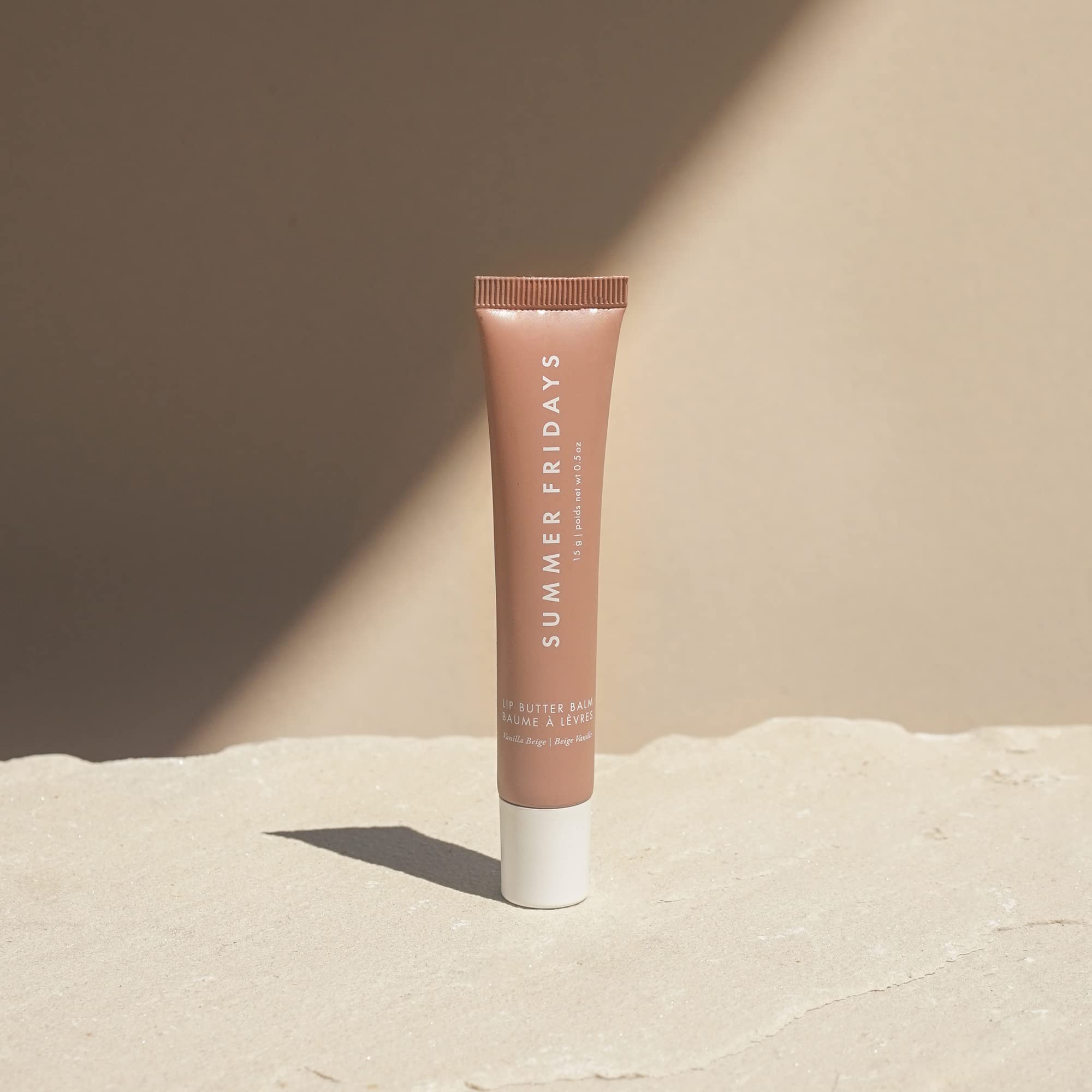 Summer Fridays Vanilla Beige swatch reveals sheer color and natural shine