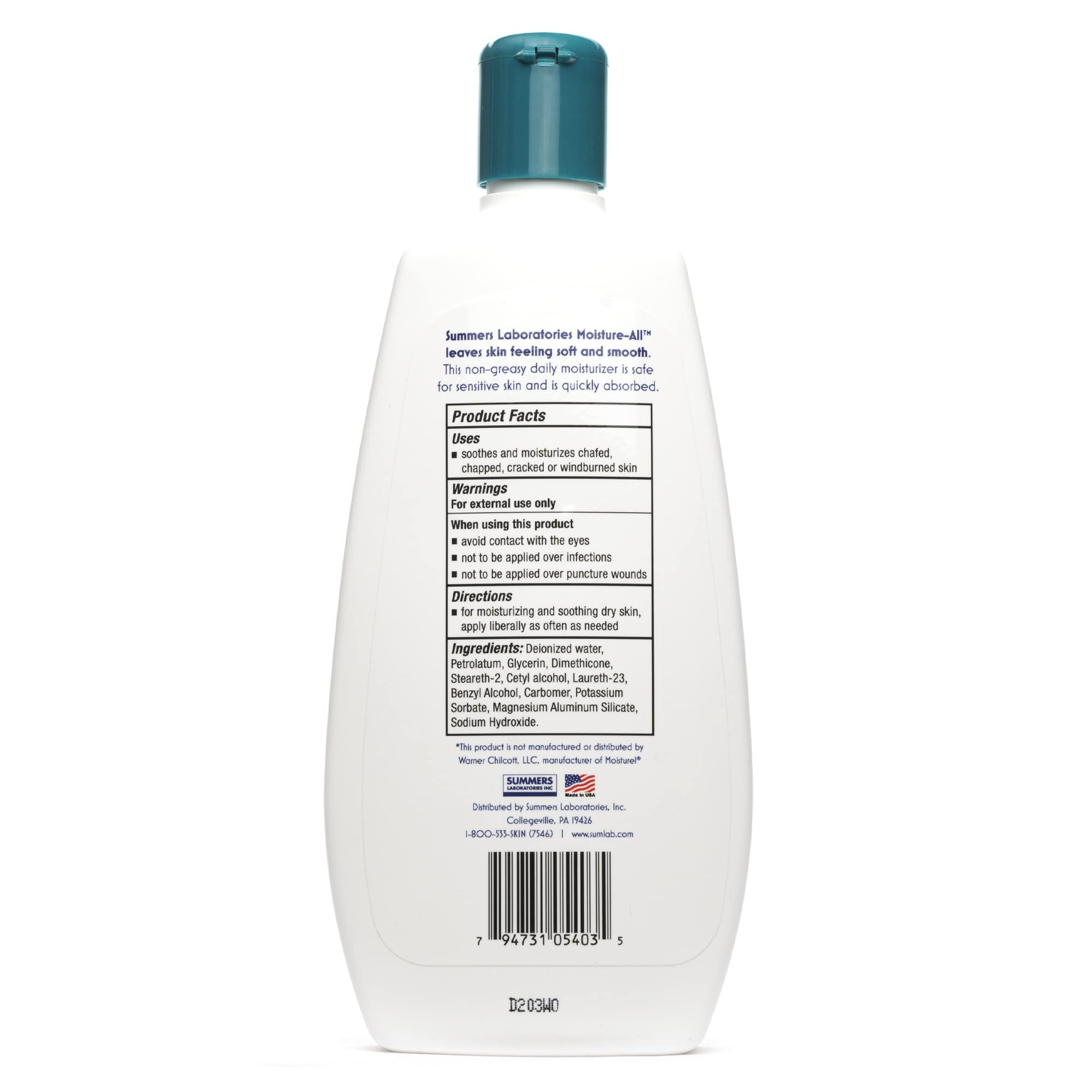 Summers Laboratories Moisture-All lotion swatch on hand for everyday moisturization