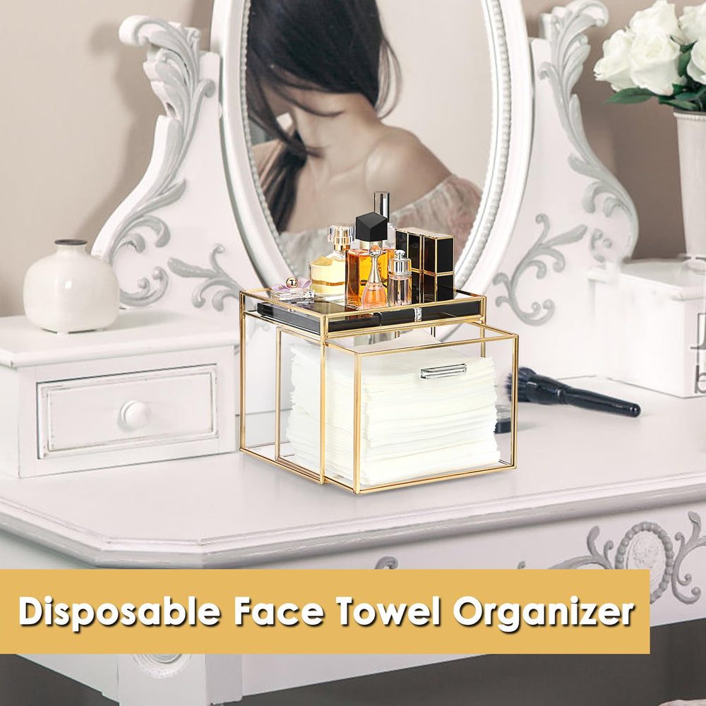 Sumnacon glass storage box with non-slip pads protects surfaces and stays stable.