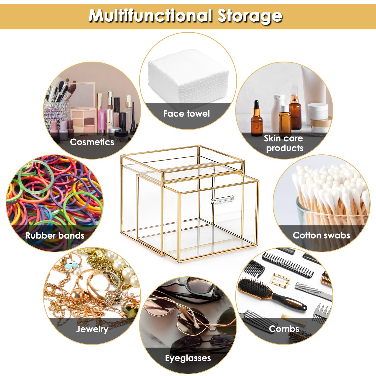 Sumnacon tall-drawer design maximizes vertical storage for towels, cosmetics, and small bath items.