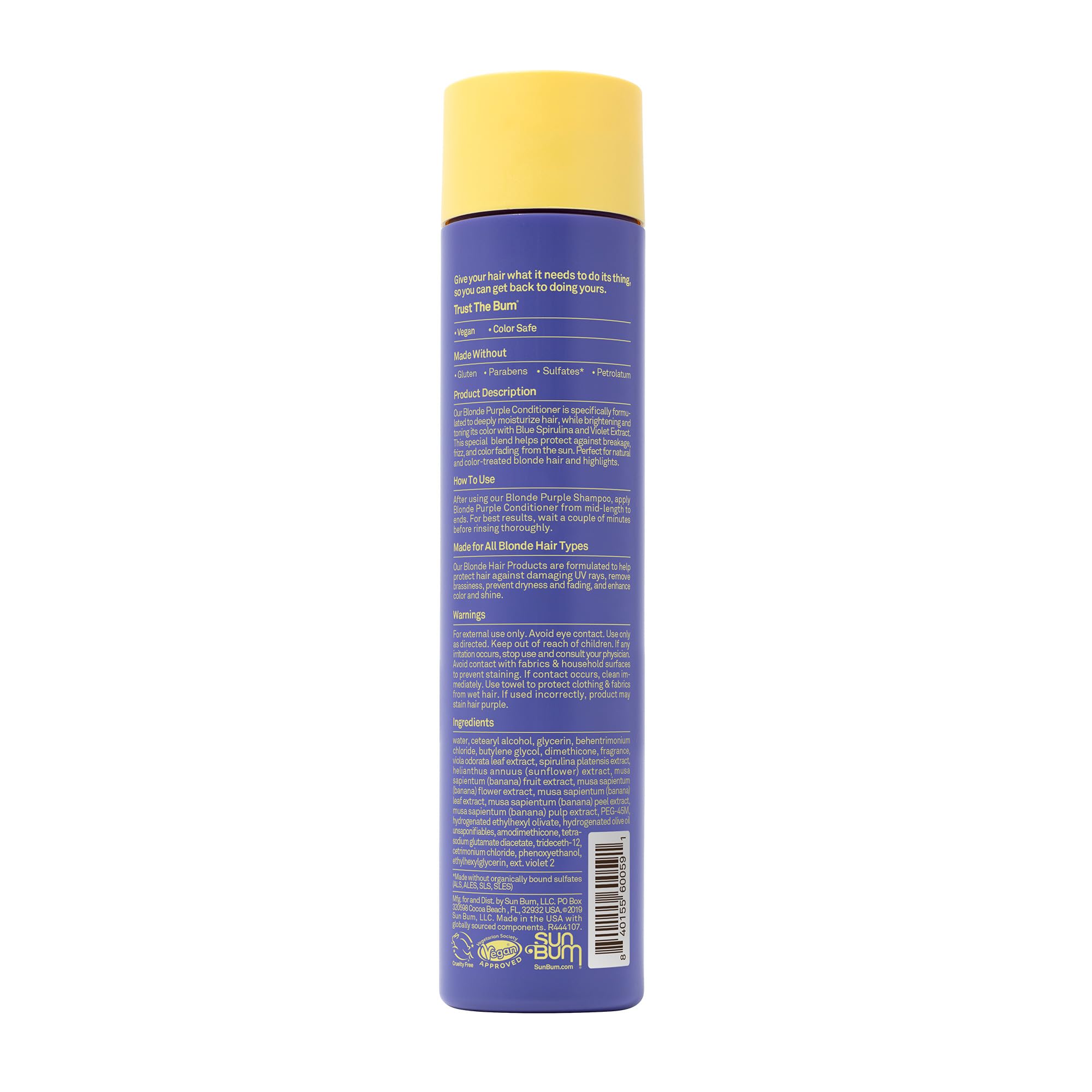 Sun Bum Blonde Purple Conditioner applied and left on briefly for extra softness.