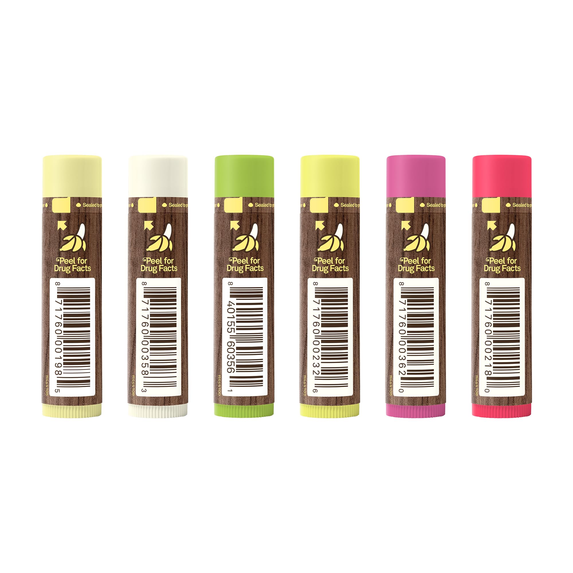 Sun Bum lip balm SPF 30 collection display showing six flavors for on-the-go moisture.