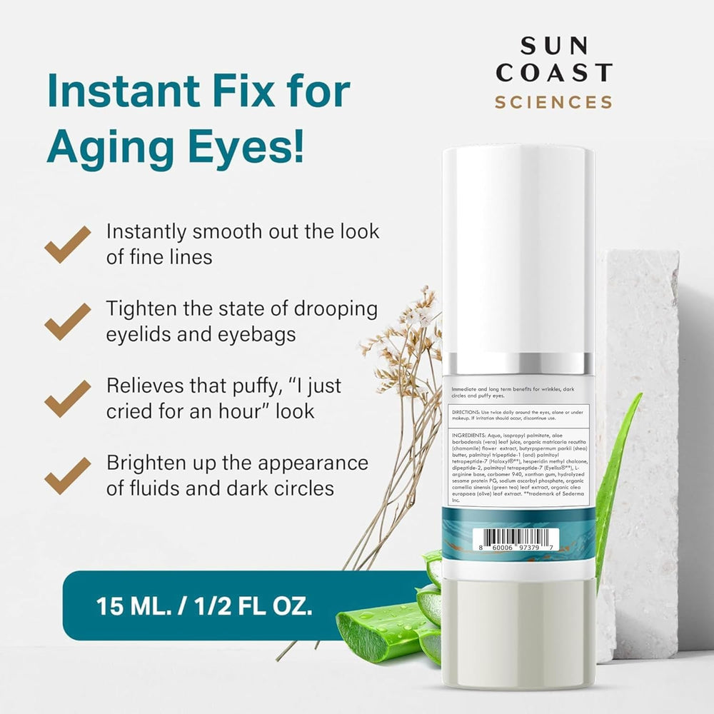 Sun Coast Sciences Complete Eye Serum ingredients display antioxidant-rich formula