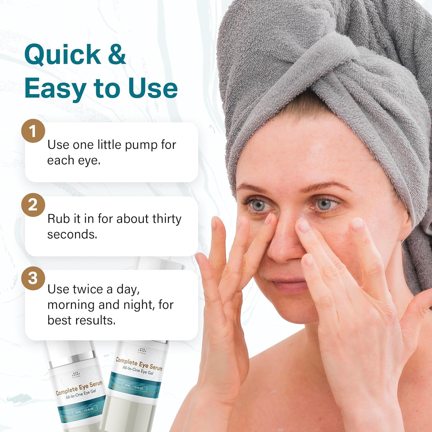 Sun Coast Sciences Complete Eye Serum packaging emphasizes clean, cruelty-free design