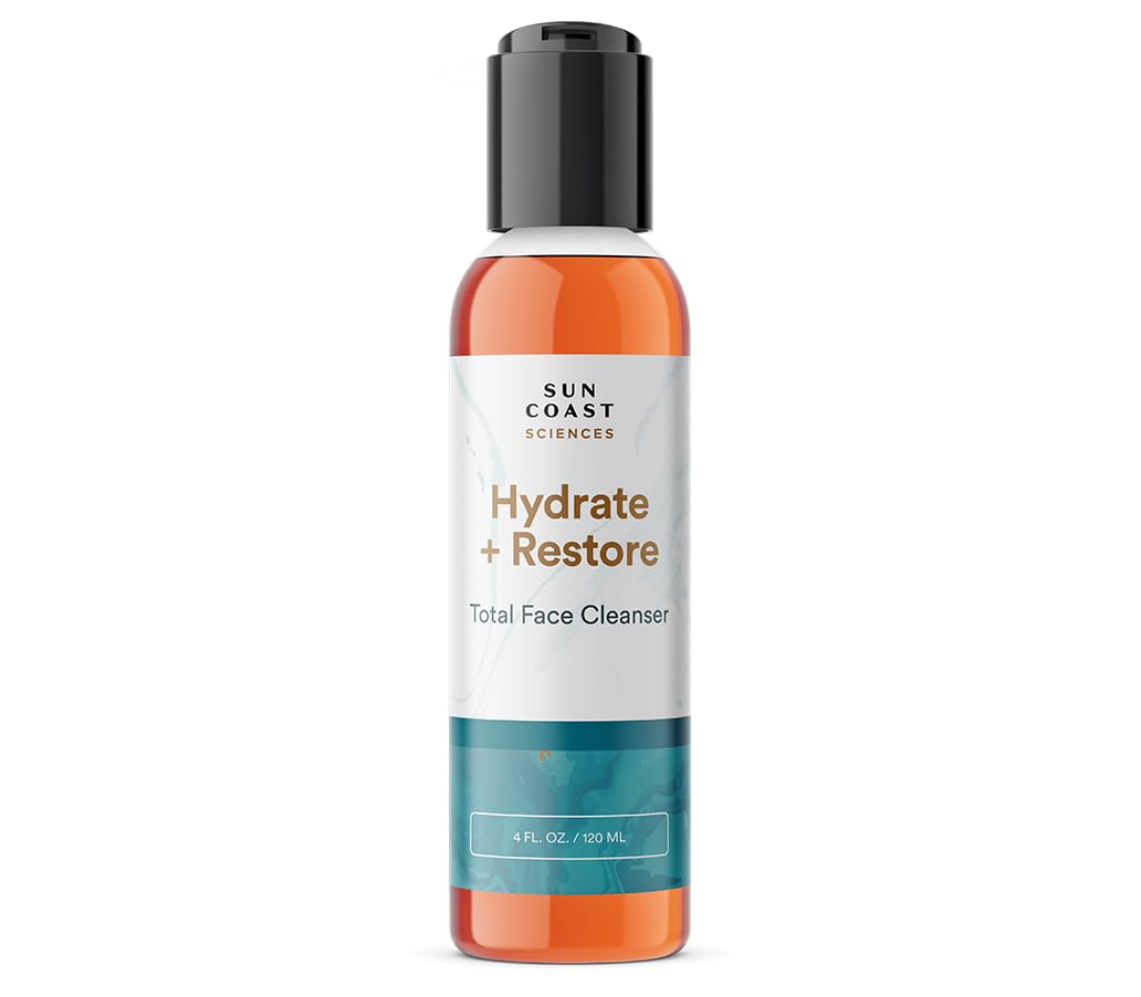 SUN COAST SCIENCES Hydrate Restore bottle showing a hydrating cleanser for all skin types.