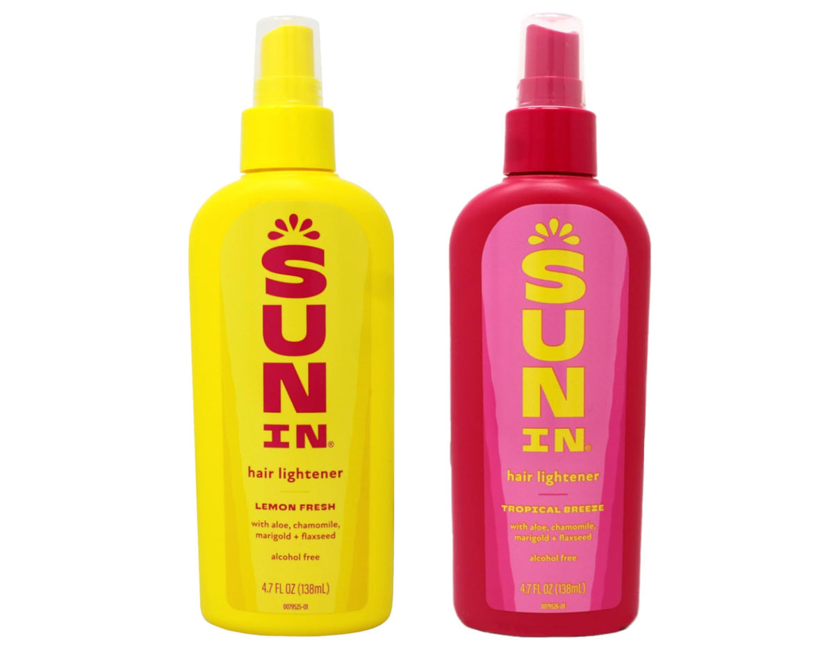 Sun In Hair Lightener Tropical Breeze bottle closeup for a salon-like result.