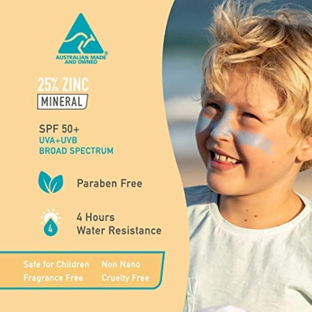 Sun Zapper zinc oxide sunscreen stick blue provides a water-resistant shield for outdoor sports.