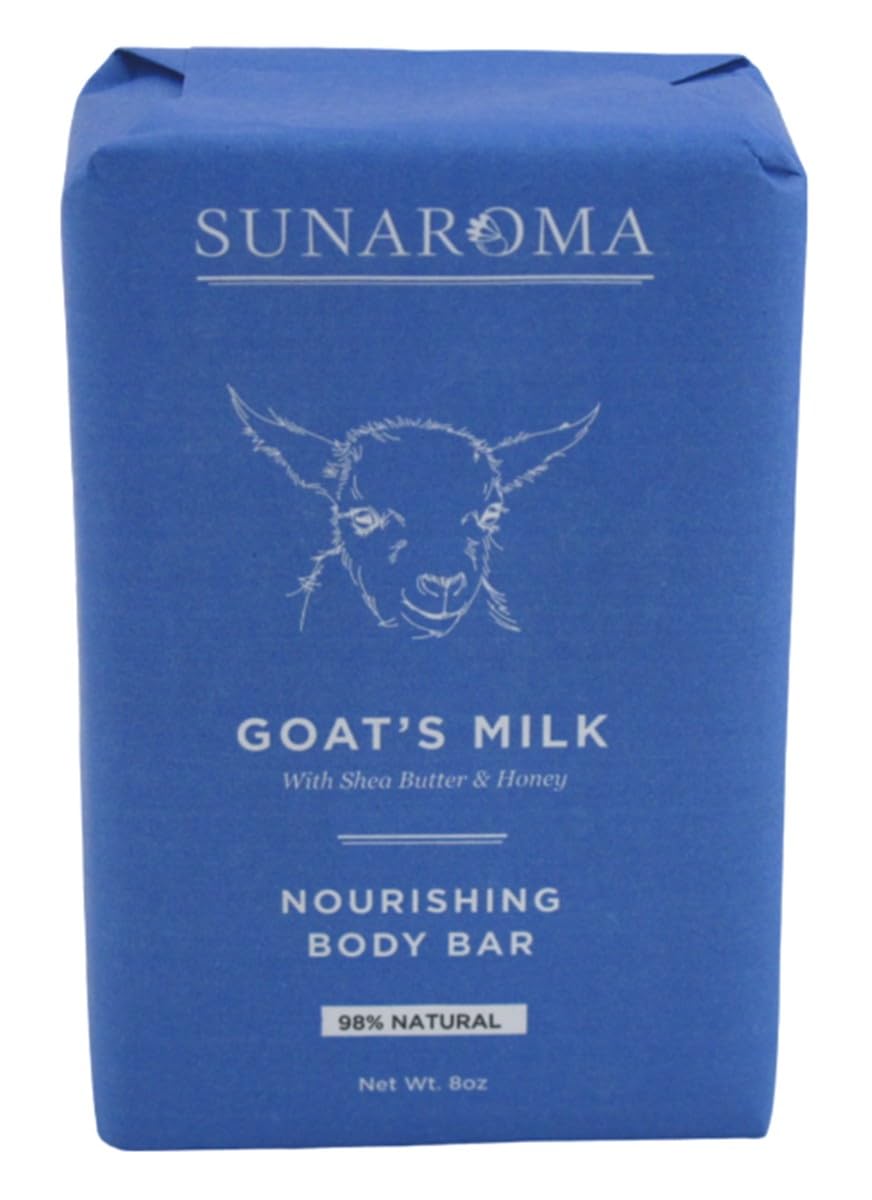 Sunaroma Goat Milk Soap pack shows three bars for gentle daily cleansing