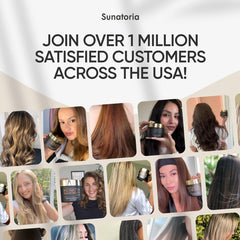 Sunatoria Keratin Hair Mask application on hair demonstrates smoothing action.