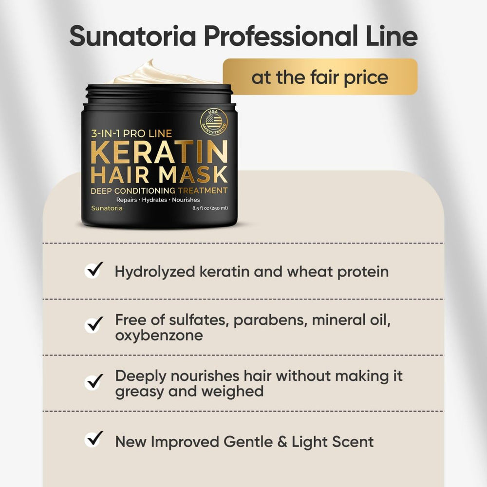 Sunatoria Keratin Hair Mask works with color-treated hair for smoother, softer results.