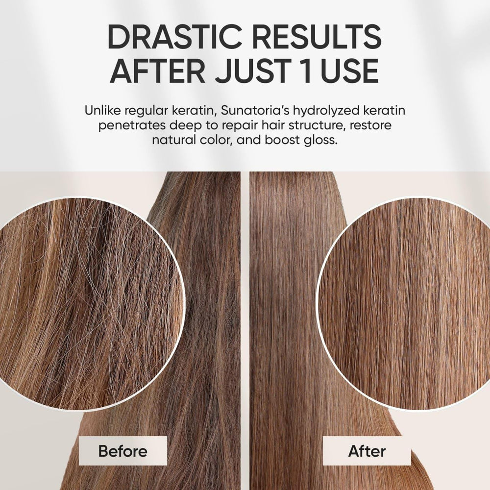Sunatoria Keratin Hair Mask creamy texture ideal for moisturizing dry, damaged hair.