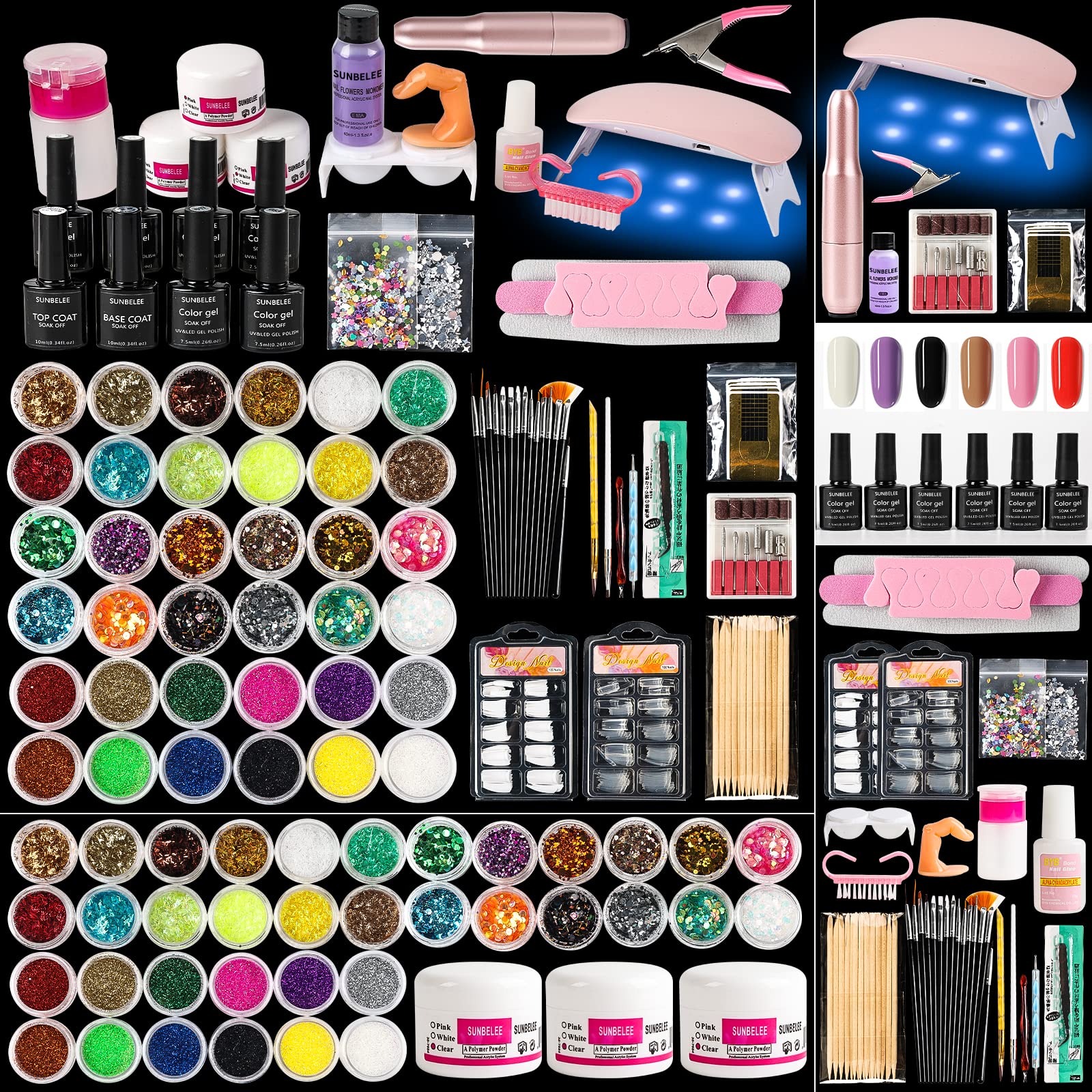 SUNBELEE acrylic-nail-kit-uv-light for at-home salon-quality nails