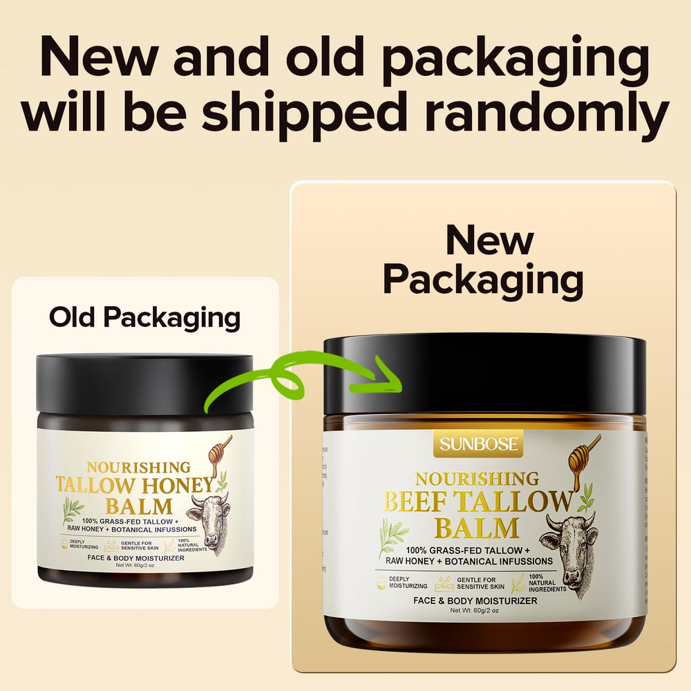 Sunbose Beef Tallow Balm applied to face and hands for versatile care.