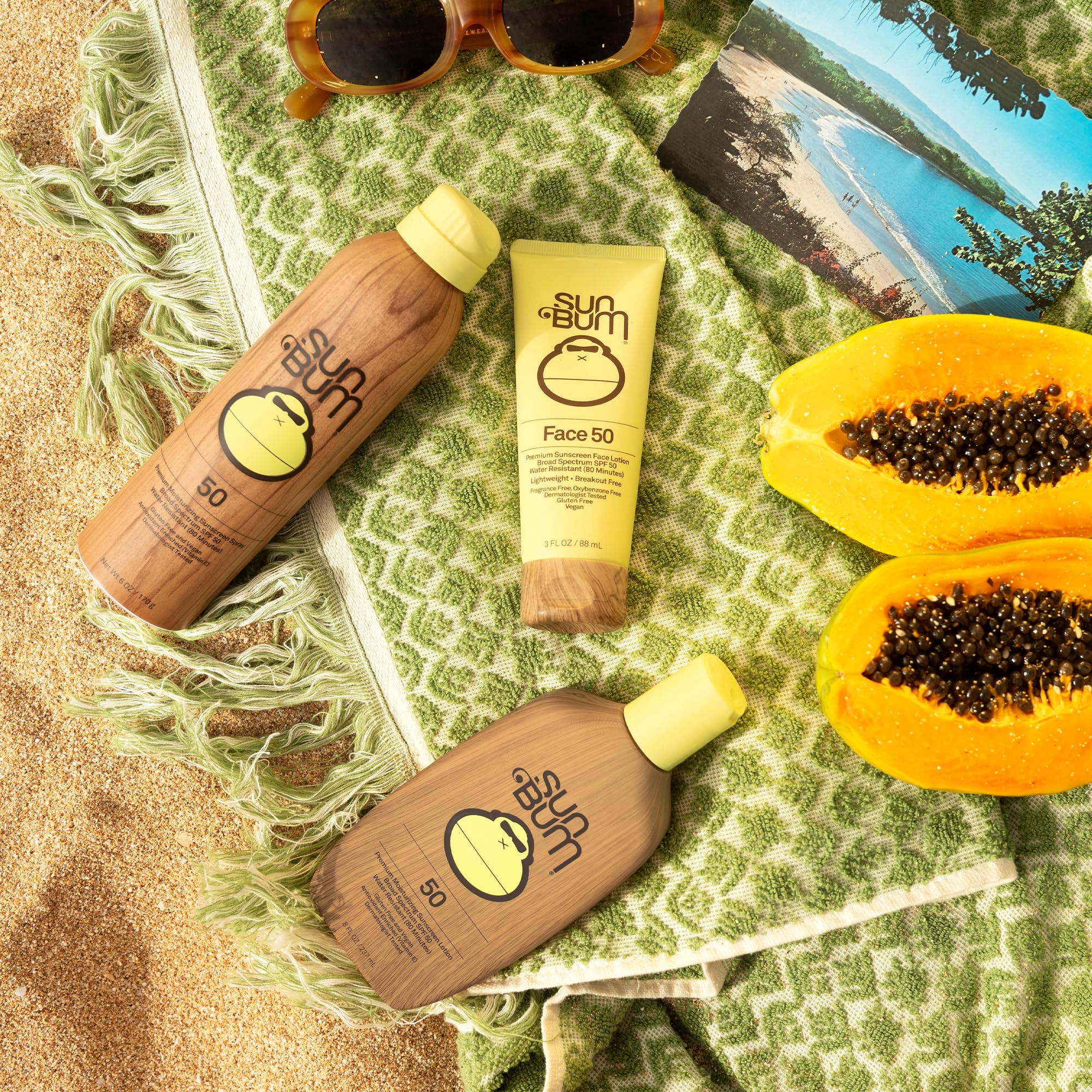Reef Act compliant Sun Bum sunscreen packaging notes Hawaii protection standard.