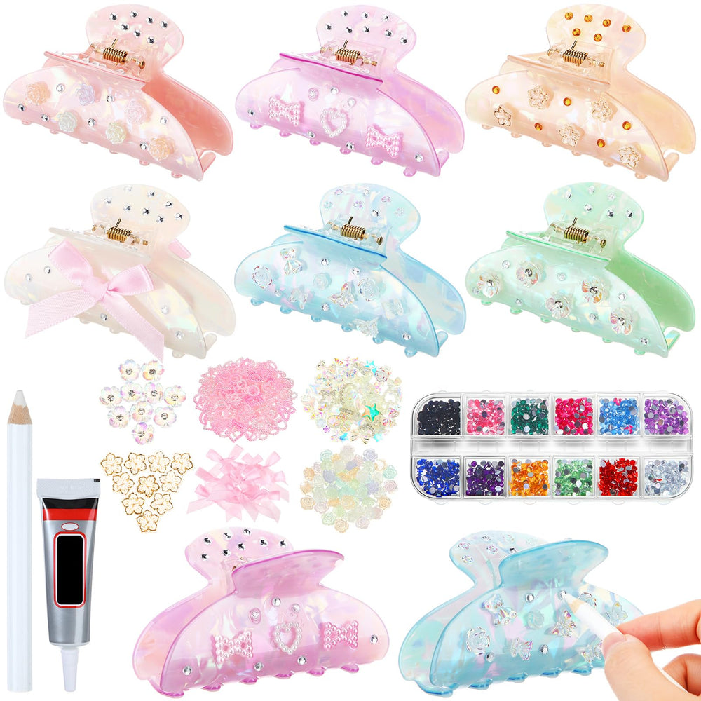 Suncalla DIY hair-claw kit shows six pieces for creative styling at home.
