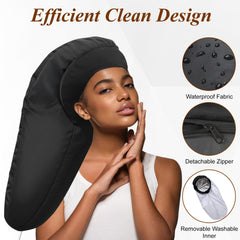 SUNCANDXY heated cap worn on head during styling sessions